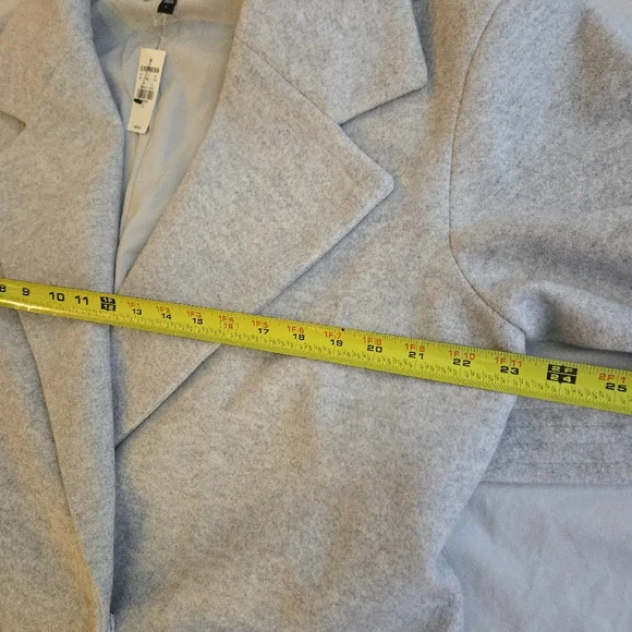 Express Belted Wrap Front Faux Wool Coat Light Gray HAL3 - Picture 10 of 16
